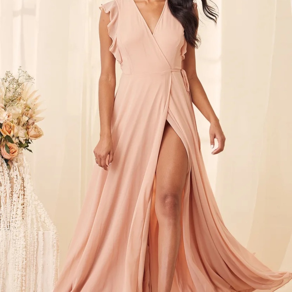 Lulus Crescendo Blush Wrap Maxi Dress